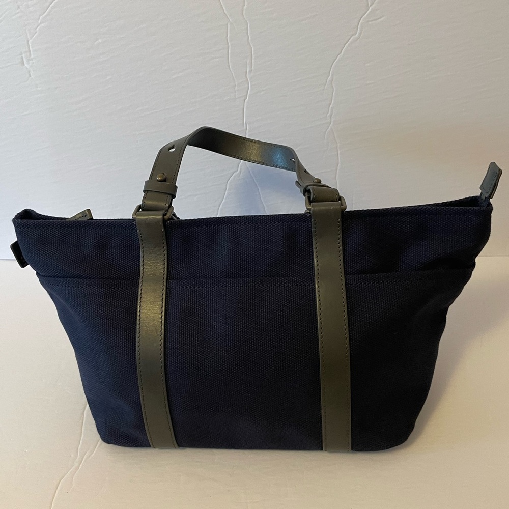 ro Navy Tote Canvas Bag with Adjustable Leather Strap